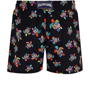 Vilebrequin Moorea Over the Rainbow Turtles Swim Trunks Black